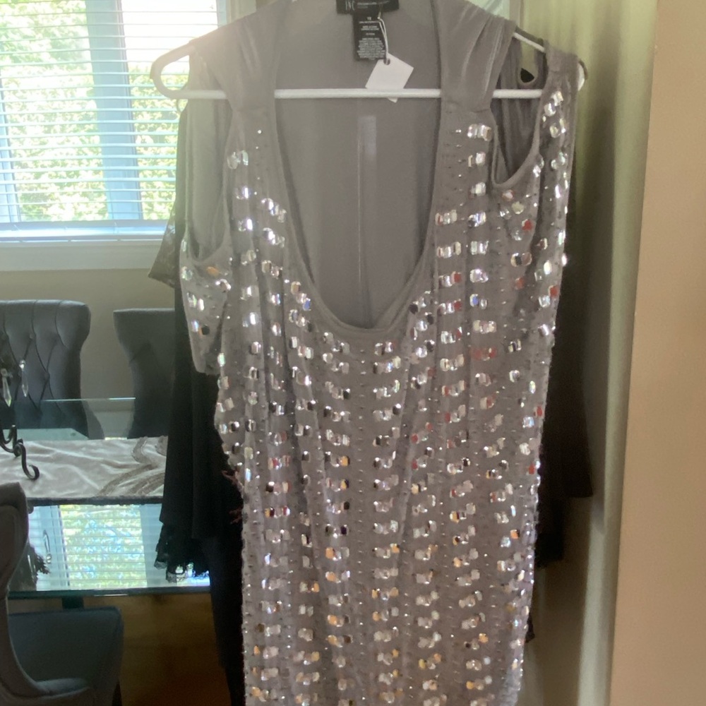 Grey cotton camisole with rhinestones